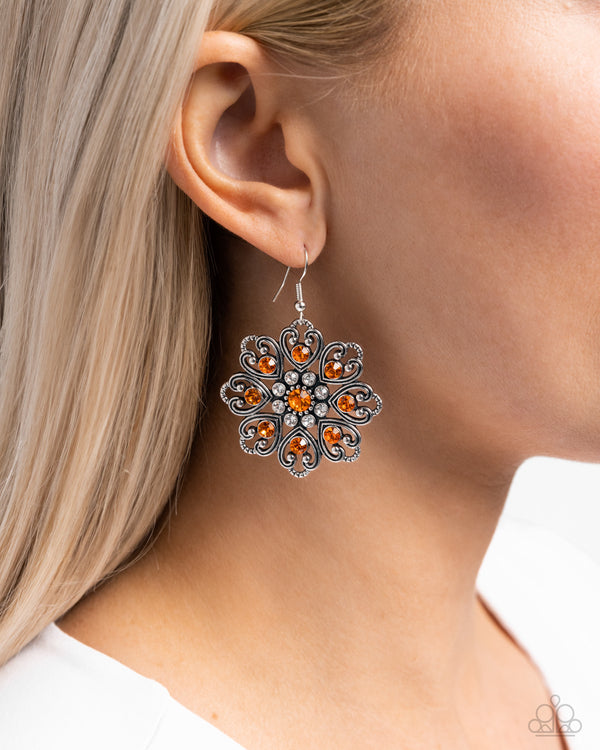 Garden of Love - Orange Flowery Fashion Earrings