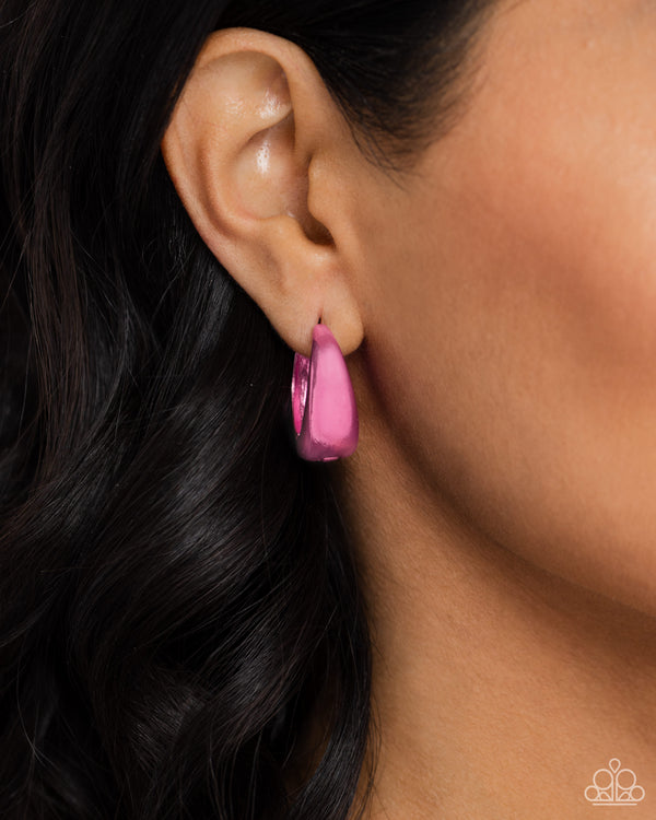 Colorful Curiosity - Electric Pink Dainty Hoop Earrings