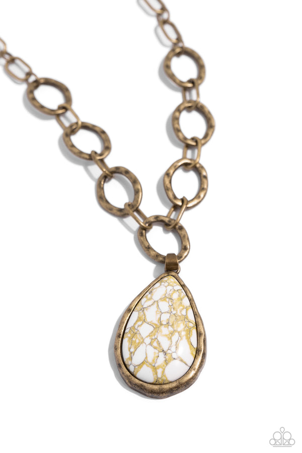 Tangible Tranquility - Brass Stone Pendant Necklace