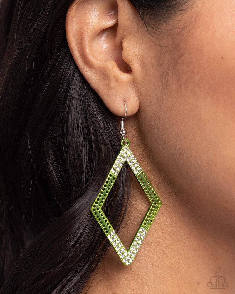 Eloquently Edgy - Green Earrings