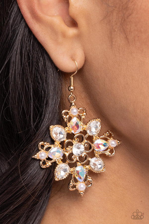 Fancy-Free Florals - Gold Gem Earrings