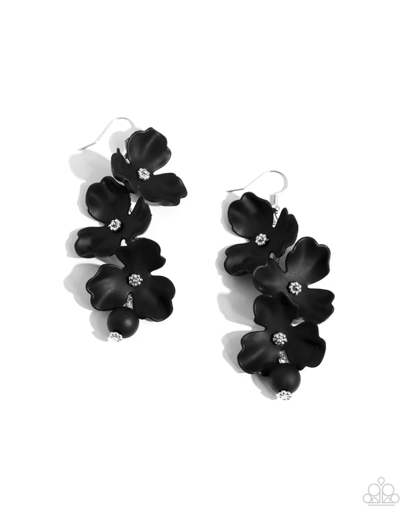 Plentiful Petals - Black Floral Earrings