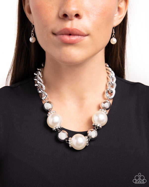 Generously Glossy - White Statement Pearl Necklace