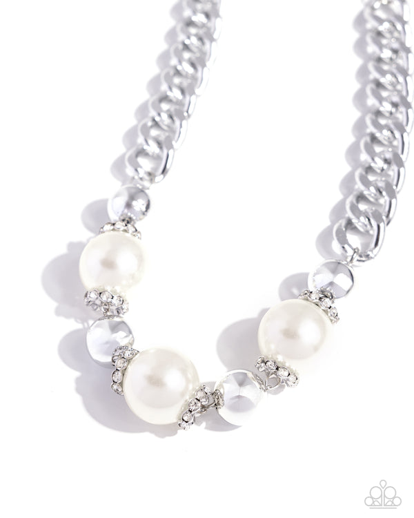 Generously Glossy - White Statement Pearl Necklace