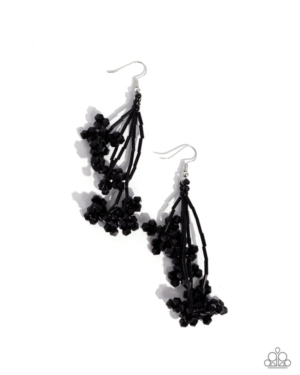Petaled Precipitation - Black Floral Explosion Earrings