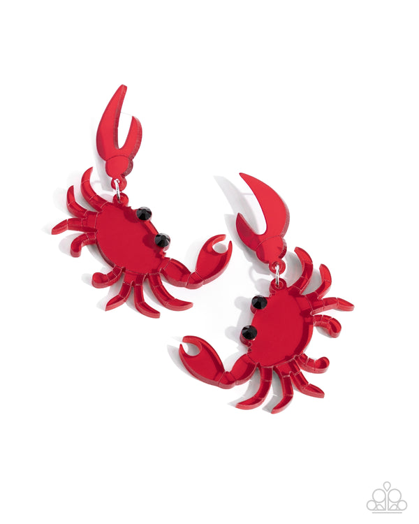 Crab Couture - Red Beachy Inspired Earrings