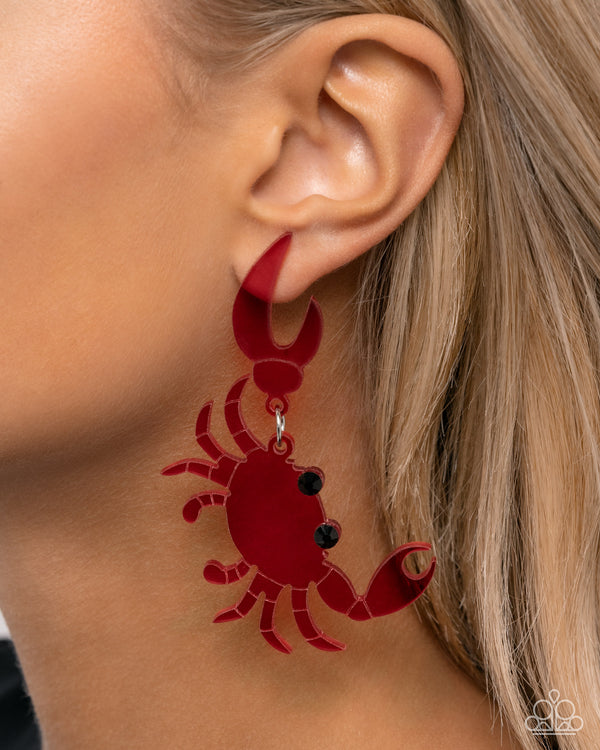 Crab Couture - Red Beachy Inspired Earrings
