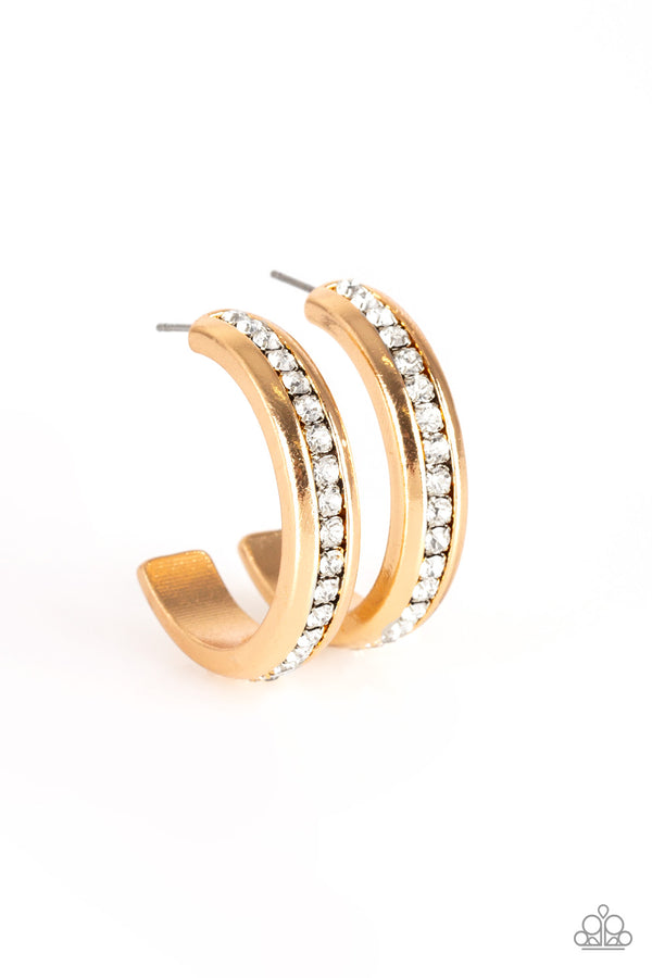 Gold Rhinestones Hoop Earrings
