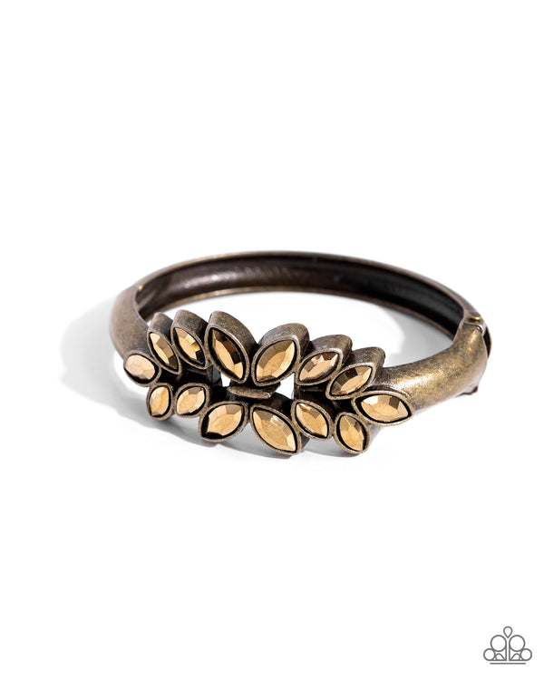 Glamorously Garnished - Brass Bangle Bracelet