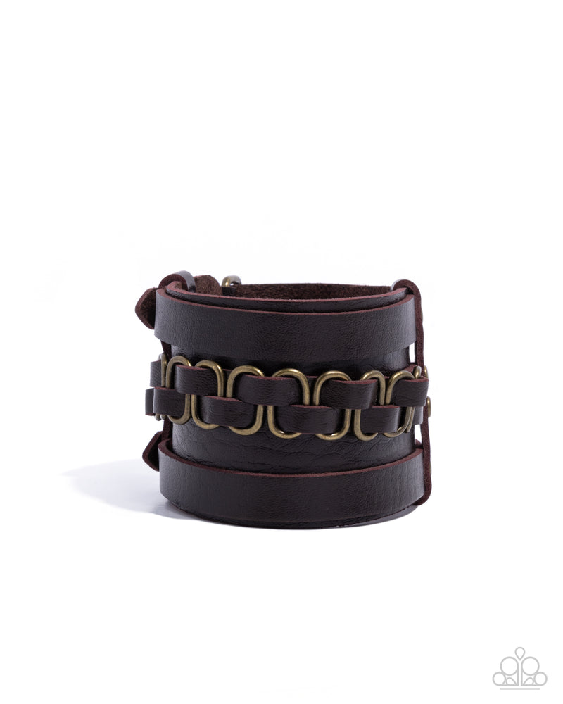 Rocker Attitude - Brown and Brass Leather Bracelet