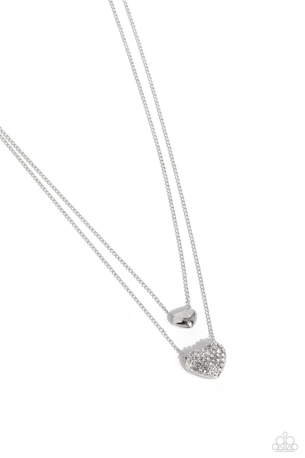 Mismatched Model - Silver Multi Layered Heart Necklace