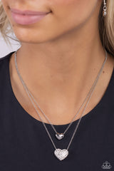 Mismatched Model - Silver Multi Layered Heart Necklace