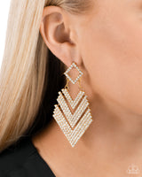 Cautious Caliber - Diamond-shaped Gold Earrings