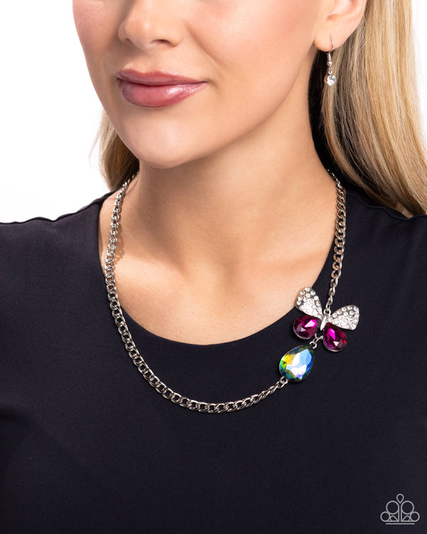 Fluttering Finesse - Multi Oversized Butterfly Necklace