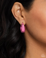 Colorful Curiosity - Electric Pink Dainty Hoop Earrings