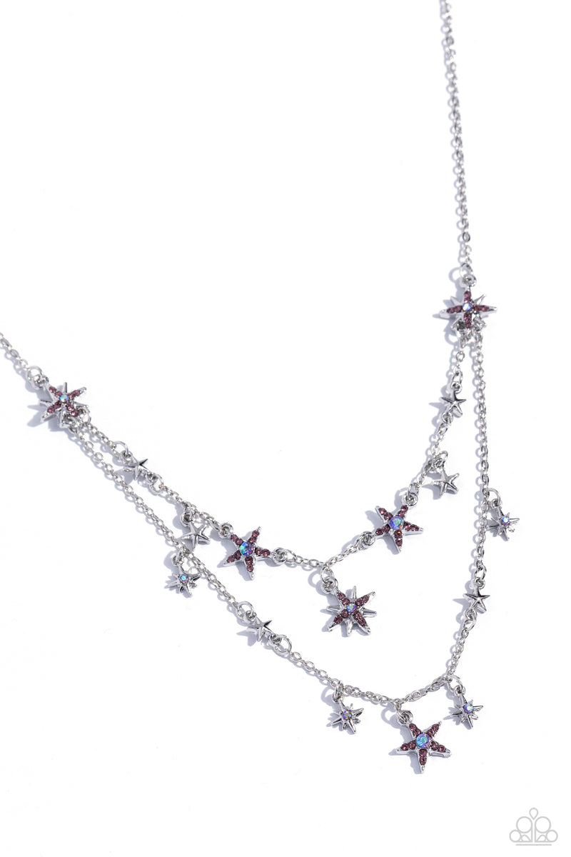 Raising the STAR - Purple Silver Stars Necklace