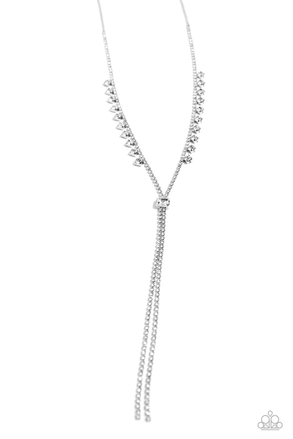 Synchronized SHIMMER - Silver White Dazzling Necklace