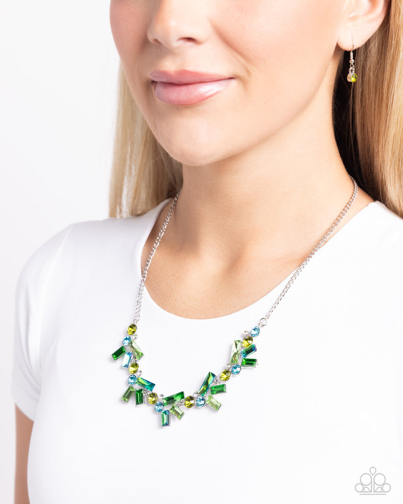 Serene Statement - Green Shimmer Necklace