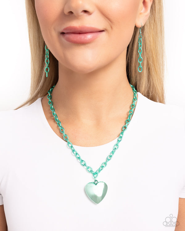Loving Luxury - Green Heart Sparkles Necklace