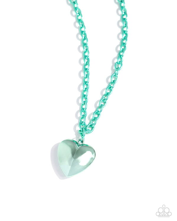 Loving Luxury - Green Heart Sparkles Necklace