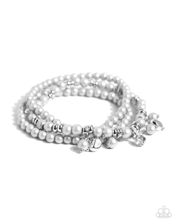 Sumptuous Stack - Silver Droplet Pearl Bracelet