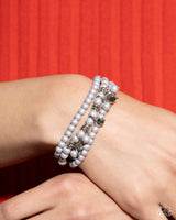 Sumptuous Stack - Silver Droplet Pearl Bracelet