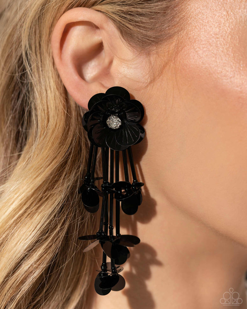 Floral Future - Black﻿ Flower Earrings