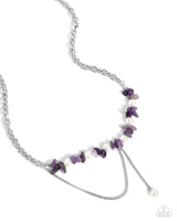 Nostalgically Noble - Stone & Pearl Purple Necklace