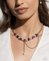 Nostalgically Noble - Stone & Pearl Purple Necklace