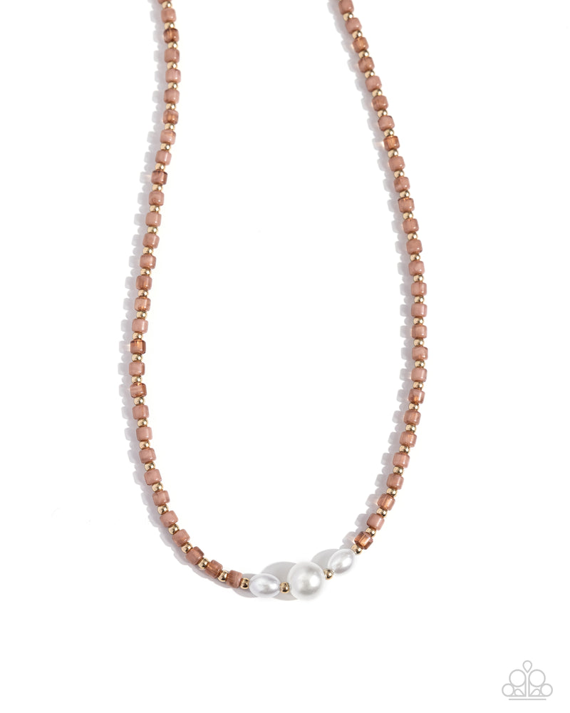 Fight Like a PEARL - Brown Beaded Pearl Necklace