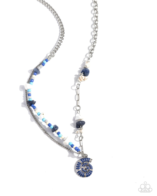 Spiraling Seafloor - Blue Seashell Necklace