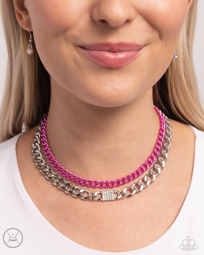 Exaggerated Effort - Pink Layered Choker Necklace