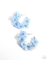 Petaled Pageant - Blue Chiffon Flower Earrings