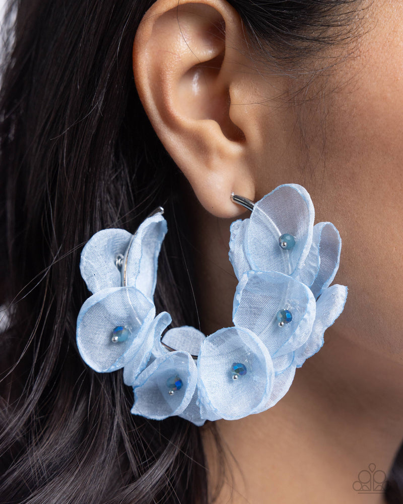 Petaled Pageant - Blue Chiffon Flower Earrings