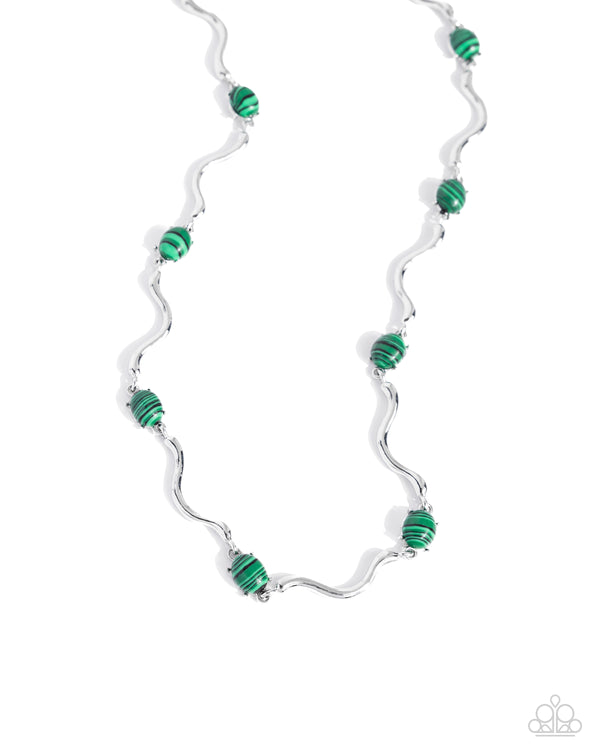 Striped Season - Green Artistic Necklace