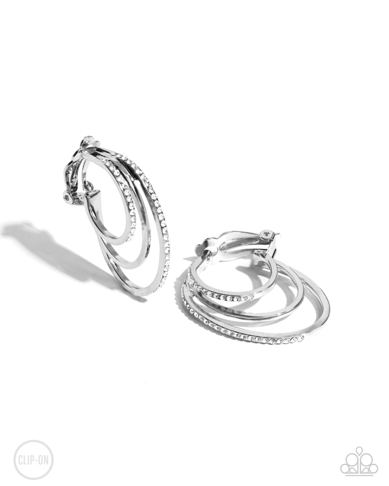 Triad Trek - Silver Clipon Hoop Earrings