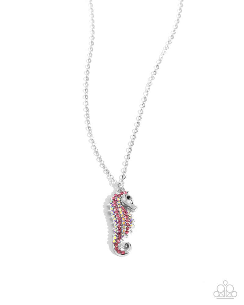 Seahorse Sailor - Pink Pendant Necklace