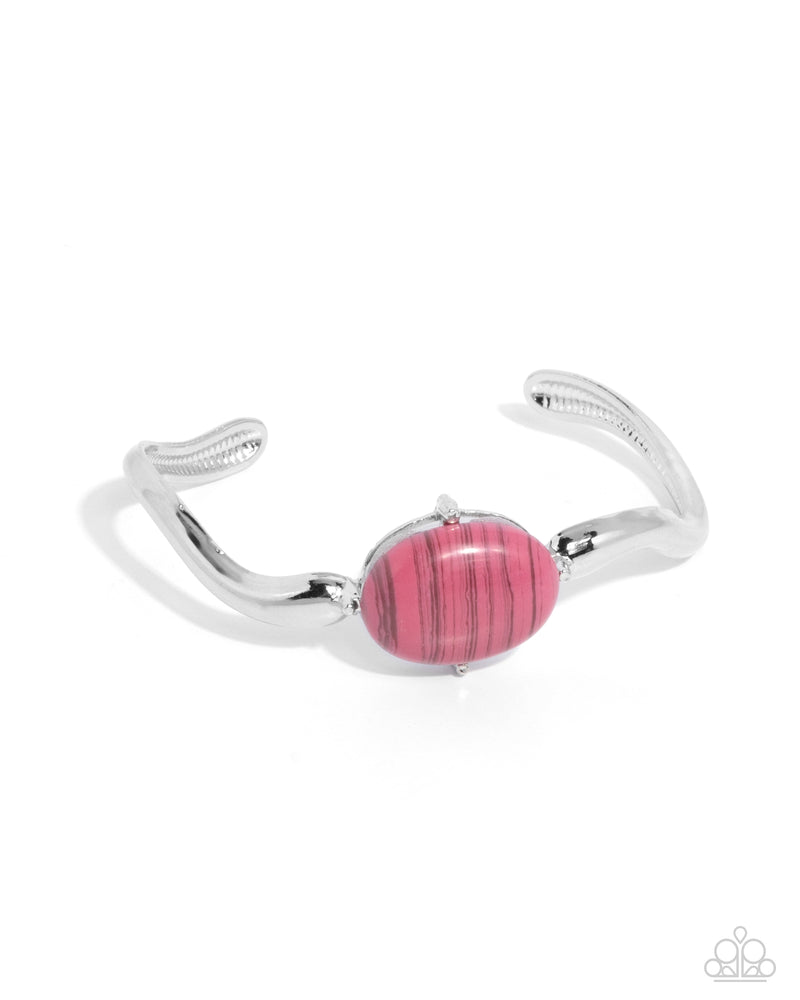 Striped Sensation - Pink Cuff Bracelet