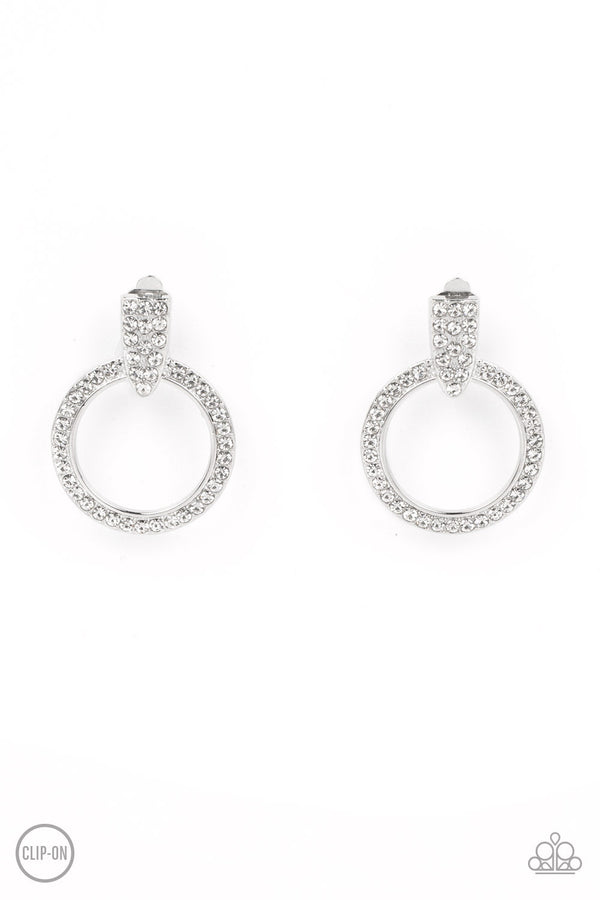 Sparkle at Your Service - Silver Clip-On Earrings