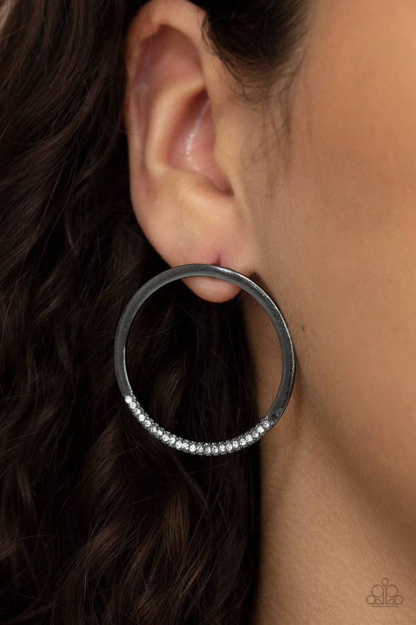 Spot On Opulence - Black Glitter Post Earrings