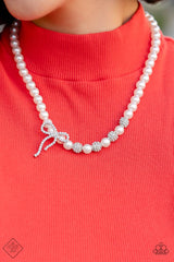 Classy Cadenza - White Pearl and Bowtie Necklace