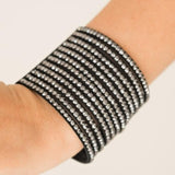 The Boss Is Back Black and White Urban Cuff Wrap and Snap Bracelet