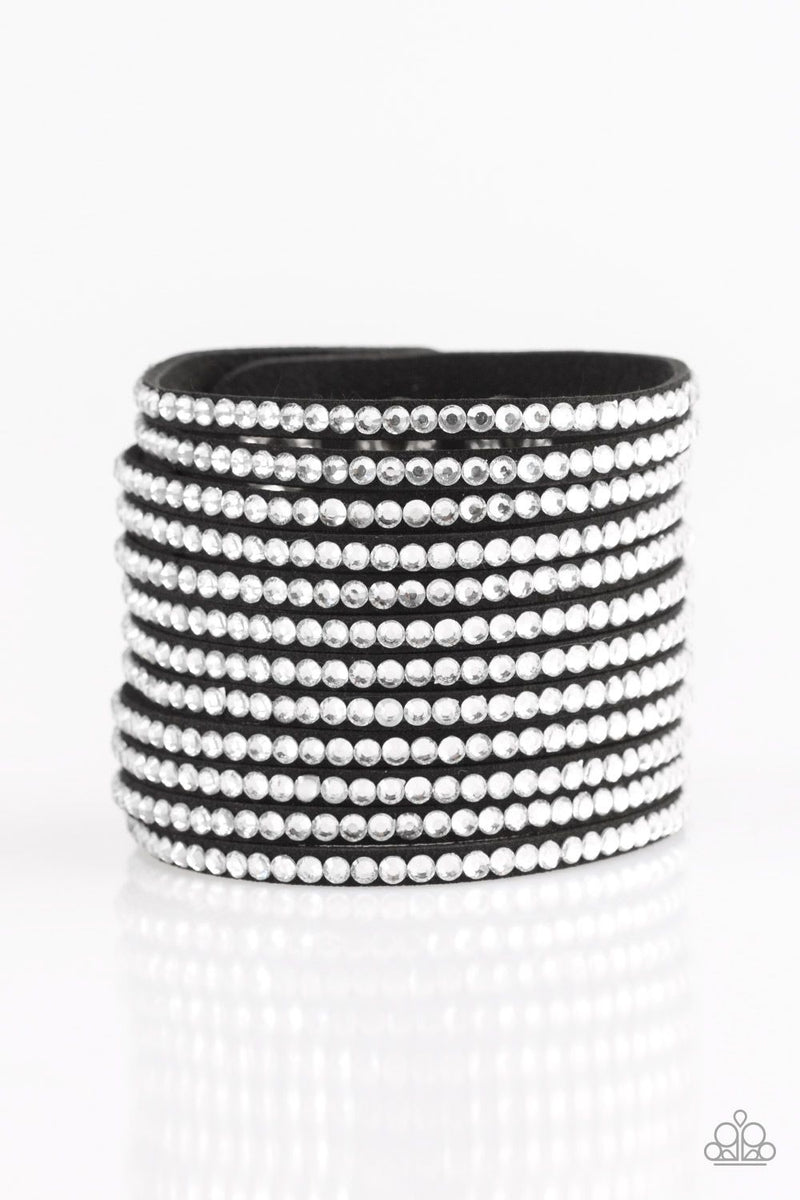 The Boss Is Back Black and White Urban Cuff Wrap and Snap Bracelet